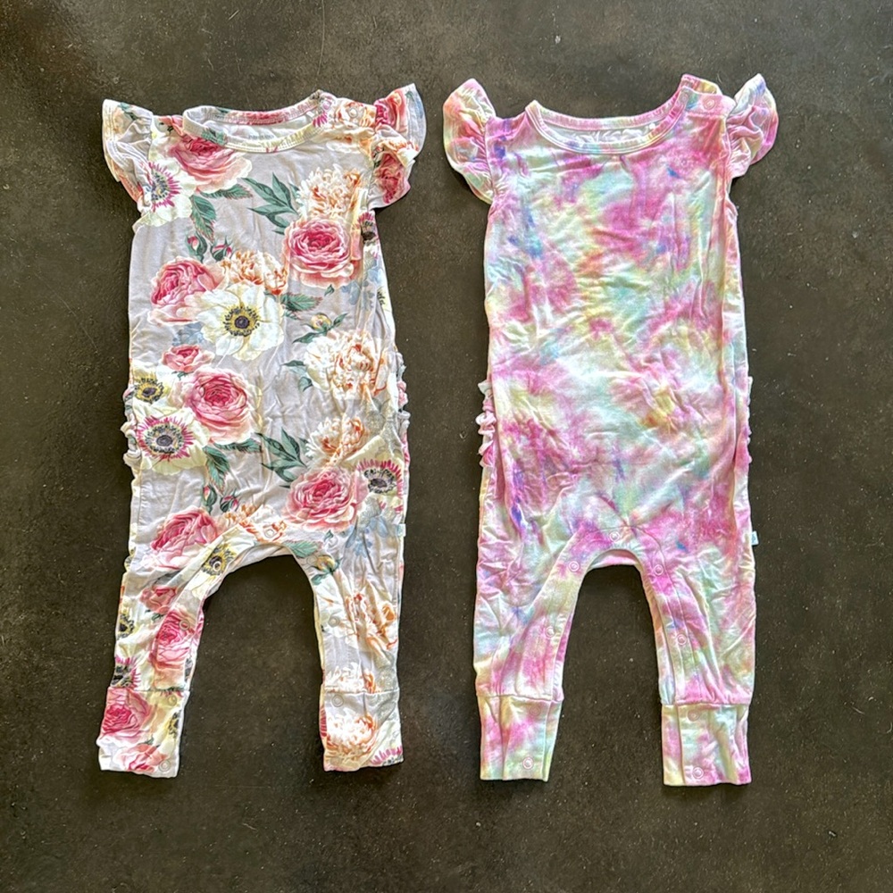 Set of 2 Posh Peanut ruffle butt rompers- size 18-24 months